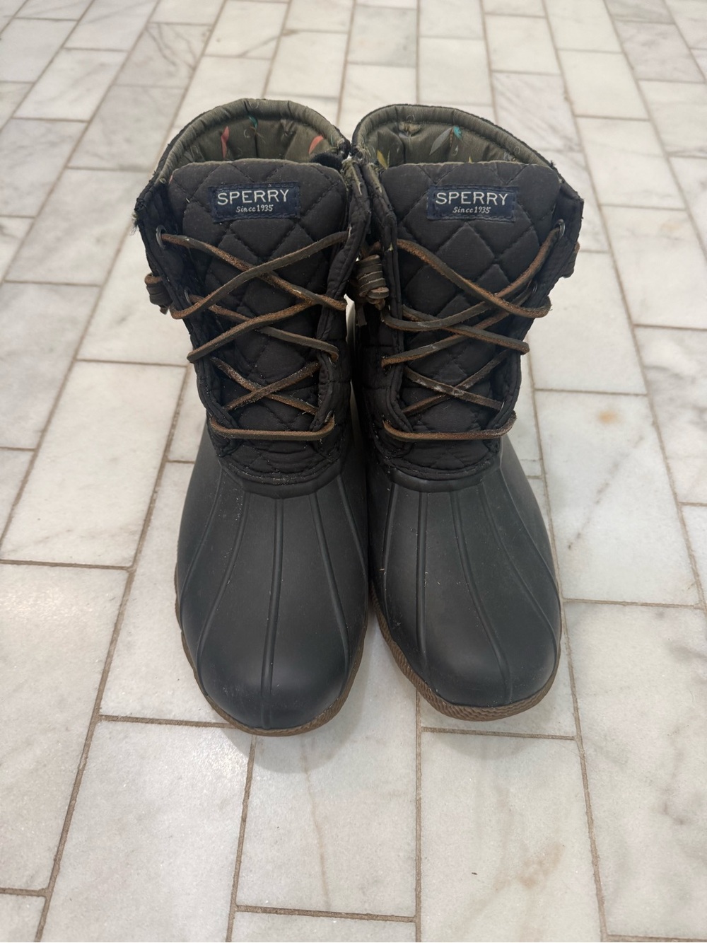 Sperry Black Quilted Duck Snow Boots